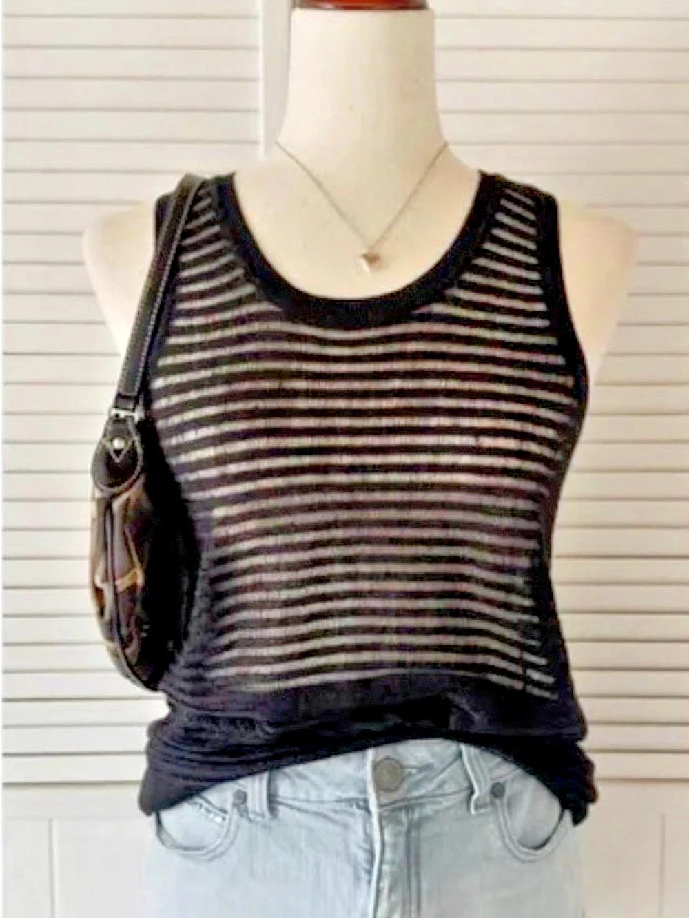Sheer black knit tank